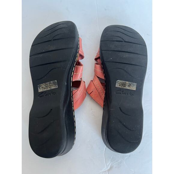 Clarks Lexi Myrtle Low Wedge Bendables Slide Leather Comfort Sandals Sz 10 Wide - Picture 9 of 10